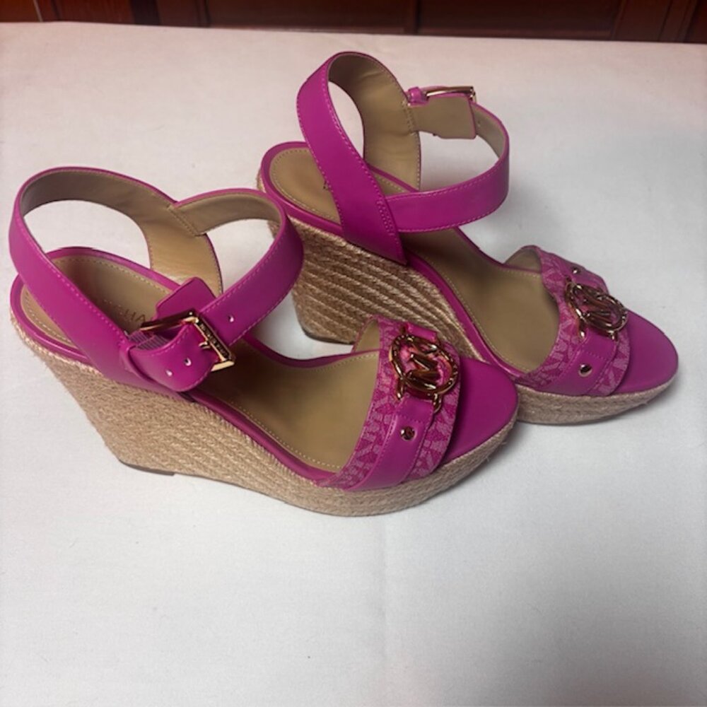 Michael Kors Pink Espadrille Wedge Sandals | Size 8.5 - Picture 5 of 8